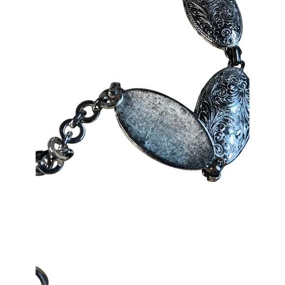 Vintage Western Silver Etched Concho Chain Belt Medium parts only missing parts - Picture 4 of 6